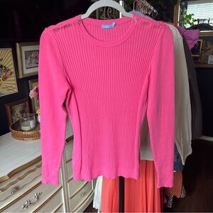 J.McLaughlin Pink Ribbed Sweater Small